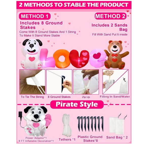 8 Foot Long Valentines Day Inflatable Love Letter Outdoor , Indoor Decoration - Picture 3 of 4